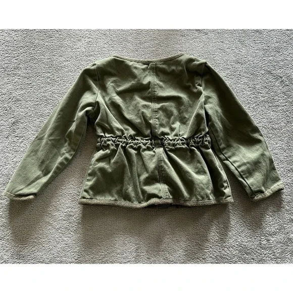 OshKosh B'gosh Jacket Baby Girl 3T Long Sleeve Green Button 100% Cotton Military - Picture 2 of 6